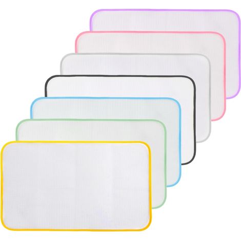 7 Pièces Chiffon de Repassage, 40 x 60cm Coussinets de Protection de Repassage, Tampon en Tissu de Pressage, Tapis de Repassage en Maille Résistant à la Chaleur, pour Protection Vêtements (1/5)