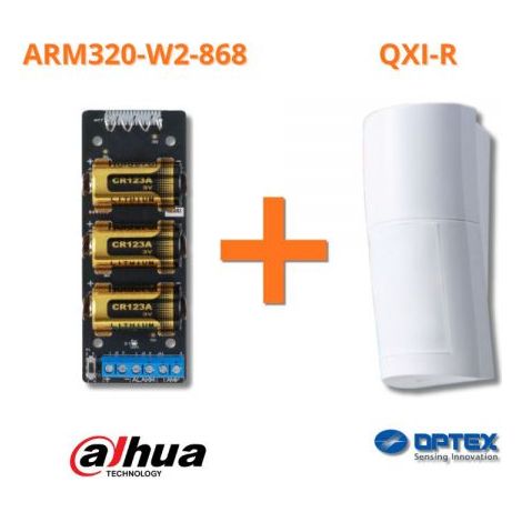 Optex sensore esterno ad infrarosso wireless antifurto + Modulo Dahua ARM320-W2-868 - QXI-R