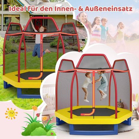 223cm gartentrampolin mit sicherheitsnetz indoor outdoortrampolin fur kinder orange