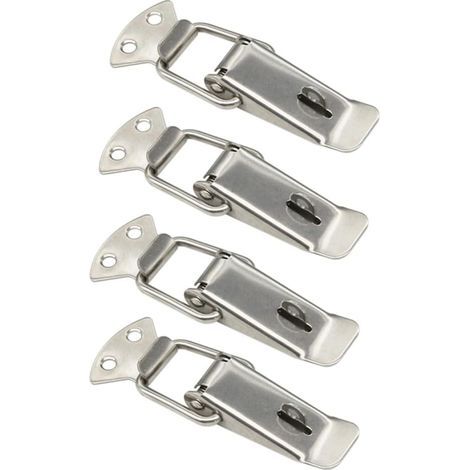 Loquet à ressort avec espacement des trous argentés de 47 mm, 4 loquets à ressort en fer/nickelé (1/5)