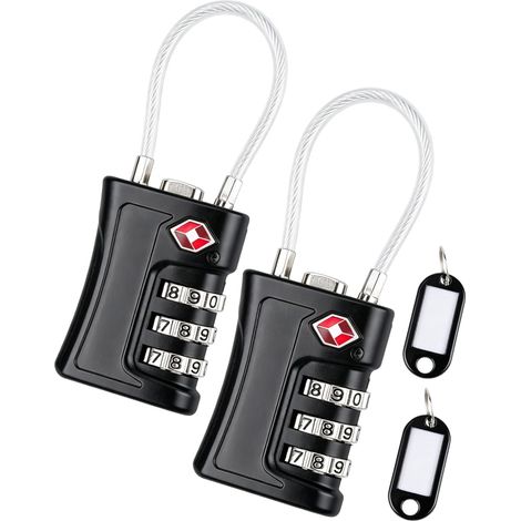 2 PCS Cadenas Valise, Cadenas Code 3 Chiffres  Câble Flexible Antivol, pour Valise de Voyage, Casier, Extérieur Voyage (1/5)