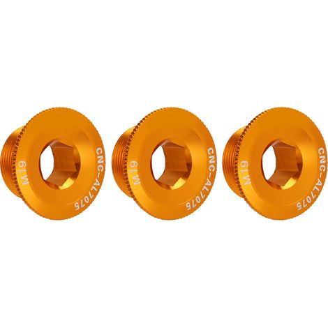 3 pièces Vis de couvercle de manivelle M19 en alliage d'aluminium haute précision, anti-rouille, pour VTT, couleur or