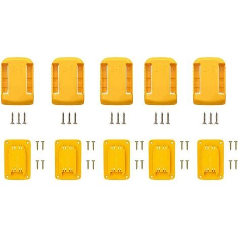 Lot de 5 porte-outils jaunes pour perceuses 20 V 60 V, support mural avec vis, support de rangement en plastique ABS pour garage, atelier (1/5)