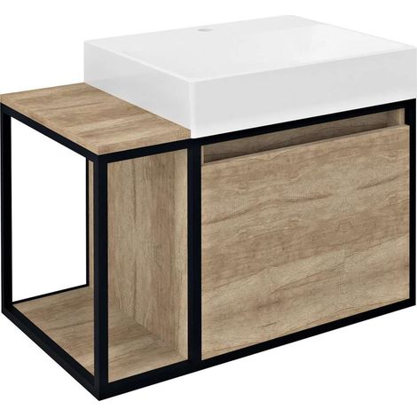 Sapho Skara - Mueble de lavabo, 80x50x47 cm, roble alabama/negro mate CG003-2222 (1/5)