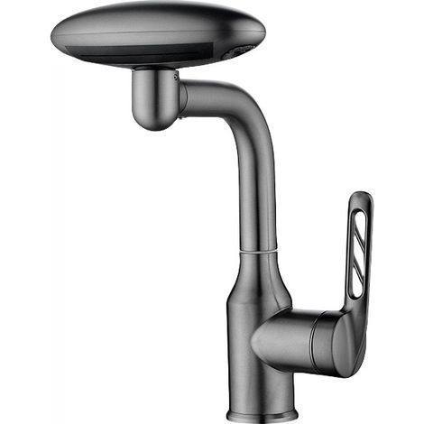 Bathroom faucet with 4 modes, 360° rotation, multi-mode spray, easy installation, robust design - grey