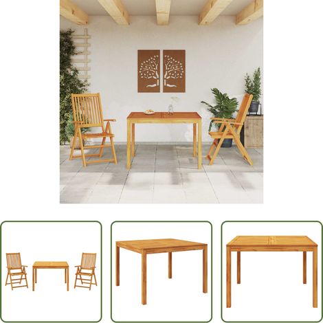 Chaise de jardin -  Ensemble à manger de jardin 3 pcs Bois d'acacia solide (1/5)