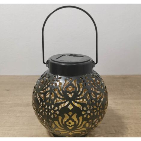 Lampada solare da giardino in ferro, impermeabile, per recinzioni esterne, illuminazione decorativa per casa e giardino, faretto d'atmosfera, ideale per feste in giardino, patio, tavolo da pranzo e co (1/4)