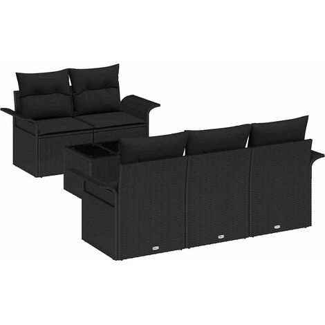 Maison Exclusive - Set di divani con cuscino 6 pcs Nero polyrattan