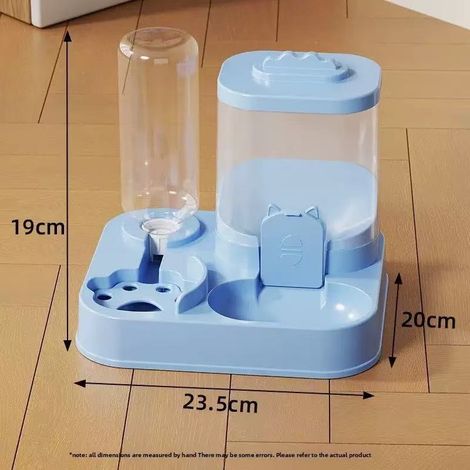 Station d’alimentation automatique pour animaux domestiques, bol combiné distributeur croquettes‑eau, couleur bleu (1/2)