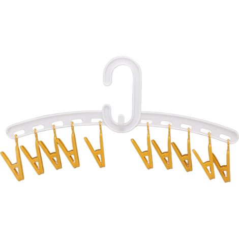 Lot porte-chaussettes en plastique blanc et jaune, tige droite pour séchage de vêtements, fournitures de voyage portables (1/5)