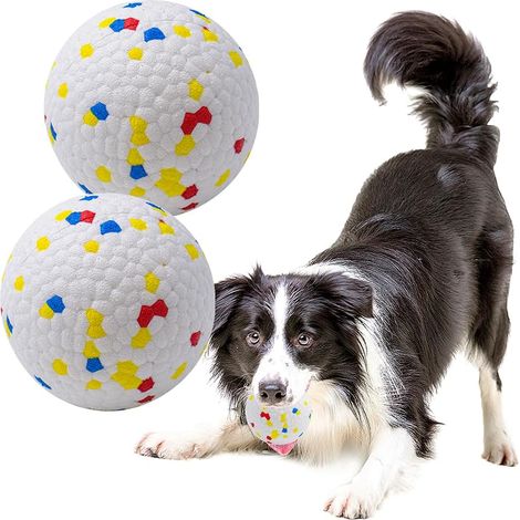 Hundeball, ideal für Hunde, die kräftig kauen, unzerstörbarer, schwimmender und springender Ball, perfekt zum Greifen, solider und langlebiger Gummiball für das Training (2 Stück)