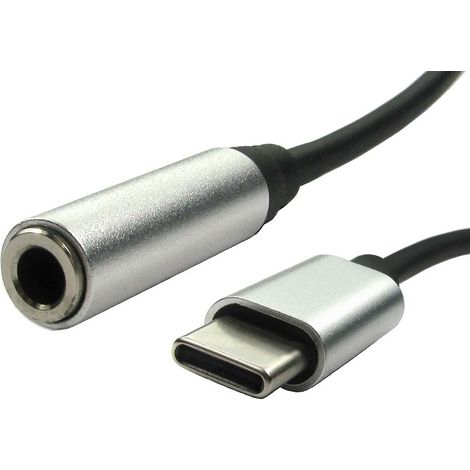 Câble USB RS PRO, Stéréo 3,5 mm vers Male USB-C, Noir, 150mm ( Prix pour 1 )