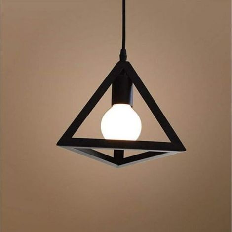 Lustre suspension cage forme triangulaire fer abat-jour luminaire pour salon salle à Manger suisine bar (1/4)