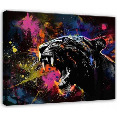 Peinture panthre abstraite pour chambre salon sur toile Murale 120x80 (1/3)