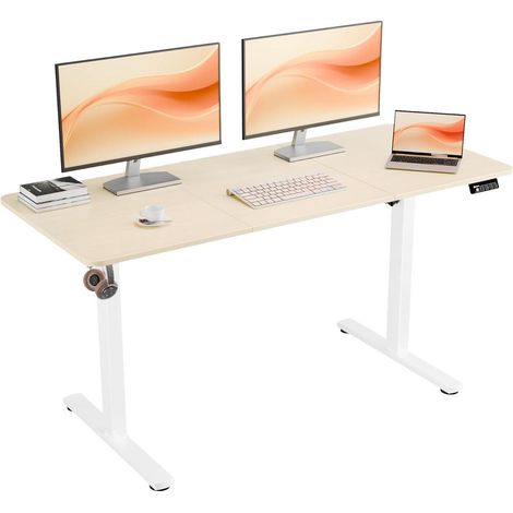 Elektrischer Schreibtisch 140x60cm höhenverstellbar mit Eiche Tischplatte (1/5)