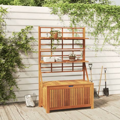 Boîte de rangement avec treillis, Coffre de rangement de jardin 99x50x160 cm Acacia massif LKF85288 (1/5)