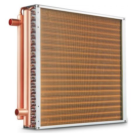 Échangeur de chaleur eau-air, 50,8x50,8 cm, échangeur thermique, 3 rangées ports en cuivre, 242 ailettes aluminium pour four à bois extérieur, refroidissement résidentiels, chauffage à air pulsé (1/4)