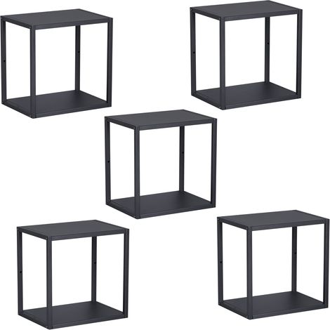 Juego de 5 estantes de pared de acero negro 28 x 28 x 20 cm 030010663 (1/5)