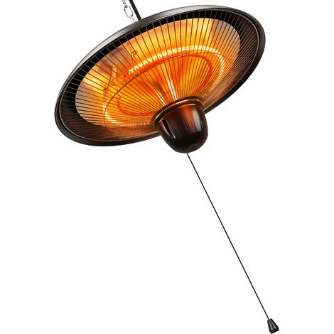 Wolketon Chauffage radiant terrasse 1800 W suspendu en fibre de carbone, 3 niveaux de chauffe, interrupteur à corde, IP55 (1/5)