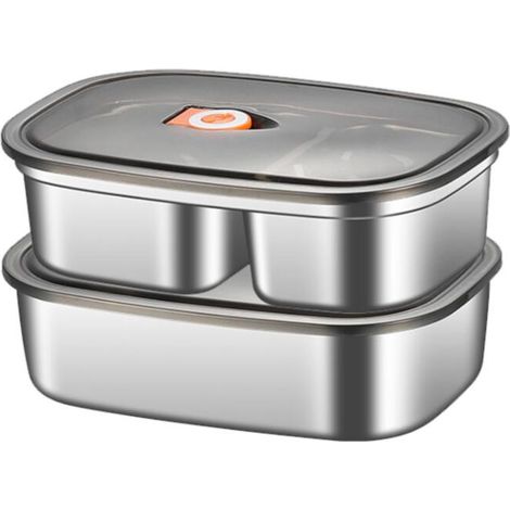 2 Pièces Lunch Box Inoxydable Bento Box Boite Repas avec Compartiments Couverts Boîtes Bento Enfant Adulte Boite à Lunch Inox pour Pique-Nique Ecole Travail (1/5)