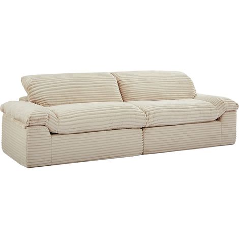 Divano 4 posti in velluto a coste larghe beige - SOBOSA (1/5)