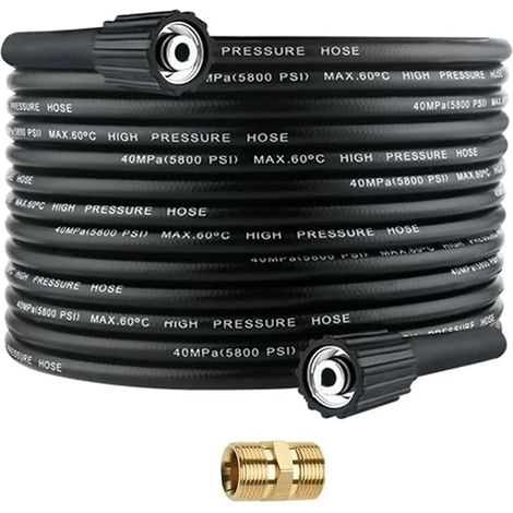 Manguera de alta presión de 10 m para limpiadora, manguera de extensión M22 x 14 mm, manguera de repuesto de alta presión de 240 bar compatible con la manguera estándar Kärcher M22-14. (1/5)