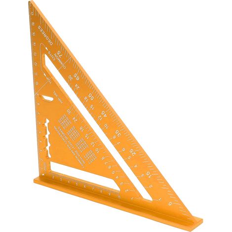 Équerre de menuisier en alliage d'aluminium, peinture électrophorétique, échelle transparente, équerre de charpentier dorée