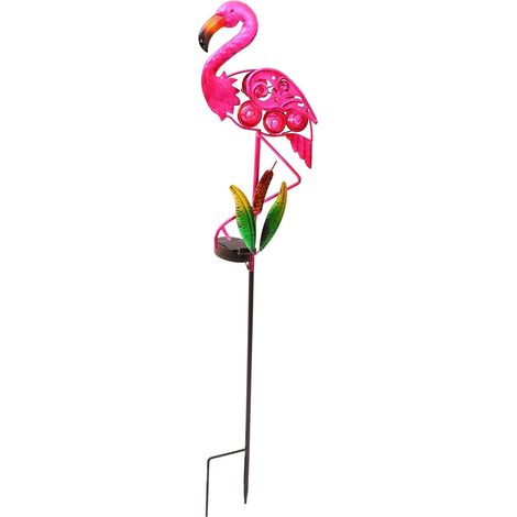 Lampe Solaire de Jardin Motif Flamant Rose en Fer Forgé Éclairage Extérieur Décoratif à Piquer Lumière Chaude Rechargeable sans Fil Pelouse et Terrasse (1/5)