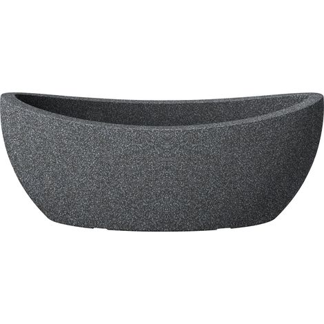 Jardinière ovale Wave Globe 58 cm – Plastique recyclé – Couleur granit noir – Évacuation d'eau intégrée – Résistante aux UV et au gel – Scheurich (1/5)