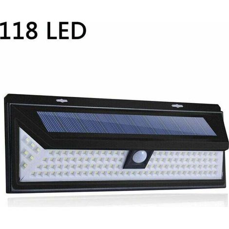 Applique solaire 118 LED – Éclairage 1000 lumens avec capteur de mouvement PIR – Étanche IP65 pour installation extérieure (1/5)