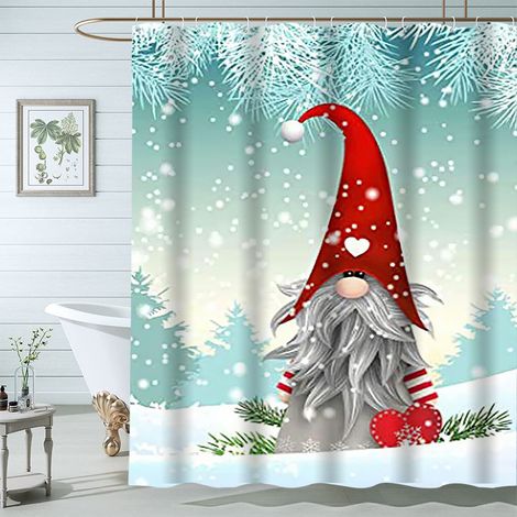 Filiyano-Rideau de douche de Noël, 180 cm x 181 cm, motif Père Noël et neige d'hiver