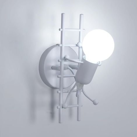 Applique Murale Interieur Créatif Escalade Humanoïde Lampe de Mur E27 Fer non lumière Blanc (1/5)