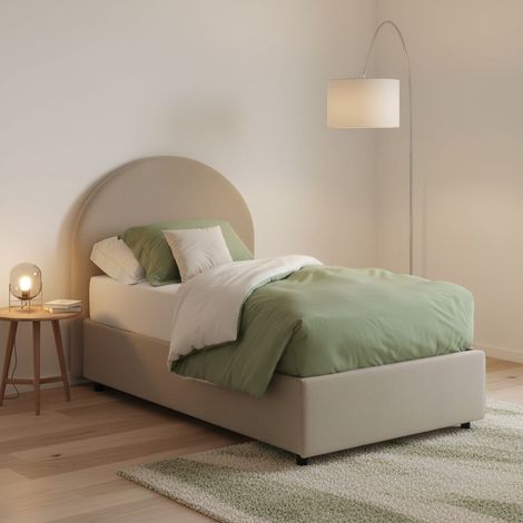 Talamo Italia Einzelbett Alice, Containerbett mit Kunstlederbezug, 100% Made in Italy, Frontöffnung, inklusive Matratze 80x190 cm, Turteltaube (1/5)