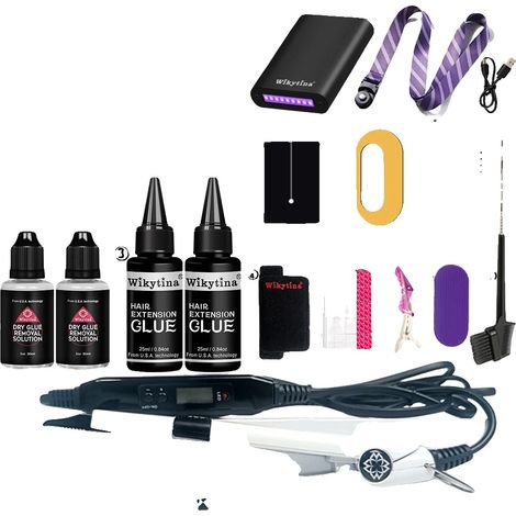 Kit d'extensions capillaires, colle UV, machine à extensions, Kit d'outils 1 (1/2)