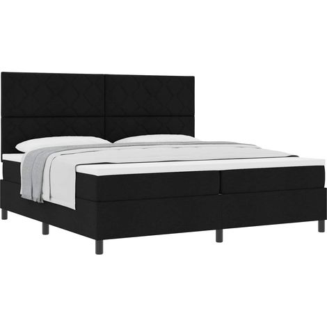 Maison Exclusive - Lit à ressorts avec matelas Noir 200 x 200 cm tissu (1/5)