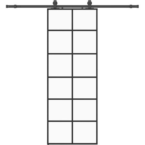 Maison Exclusive - Schiebetür mit Beschlag Schwarz 76x205 cm ESG-
