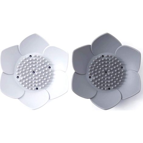 Lot de 2 porte-savon en silicone Motif fleurs japonaises Blanc/gris (1/5)