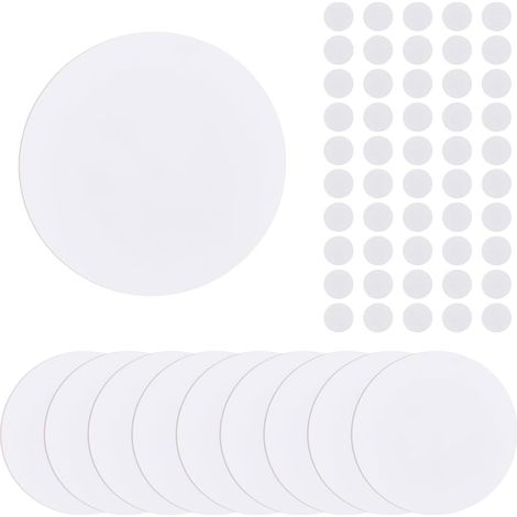 10 Feuille de Couverture de Trou Mural Rond Plat en Plastique PP avec 100 Autocollants en Plastique 12.7cm/5" Plaque de Couverture Anti Poussière en PVC Plaque Vierge Givrée (1/5)