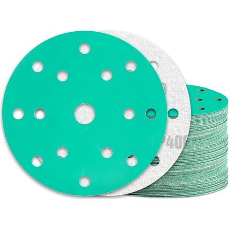 Schleifpapier 150 Klett 15 Loch 15 Loch-Grün 60 Stück Körnung 400 (1/5)