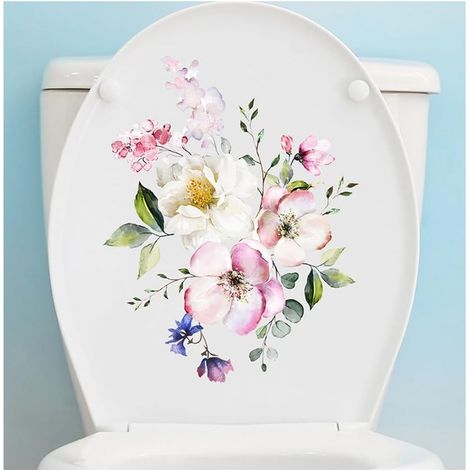 Blumen-WC-Sitzaufkleber, wasserfest, Badezimmerdekoration