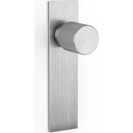 pomo aluminio modelo arpa plate con placa acabados disponibles efecto inox, negro cepillado y laton cepillado acabado negro cepillad dist. agujero ø22 (1/5)