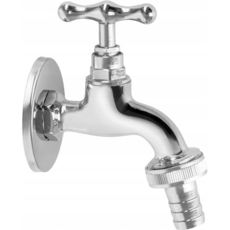 Robinet De Jardin - 1/2 Pouces - Raccord Rapide - Type Champignon - Laiton Chromé - Pour Eau Potable - Dimensions 107 9 X 114 7 Mm (1/5)