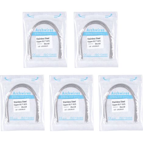 50 pièces Fil Orthodontique Rectangulaire Flexible en Acier Inoxydable 0.17x0.25 Pouce pour Arcade Supérieure (1/5)