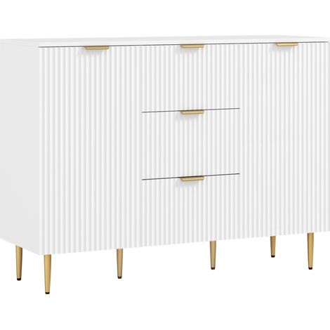 HOMCOM Buffet Cucina con 3 Cassetti, 2 Armadietti e Ripiani Regolabili Bianco (1/5)
