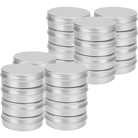 Lot de 24 boîtes rondes vides en aluminium avec couvercle à vis pour baume à lèvres, crème, mini bougies - pots en aluminium de 100 ml (1/5)
