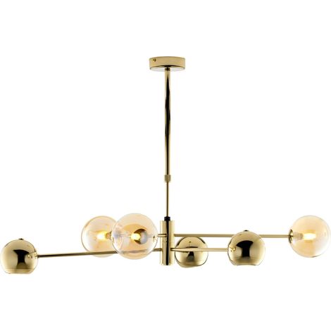 Lampadario moderno MOKA oro/ambra 6 luci G9+GU10 Jupiter (1/5)