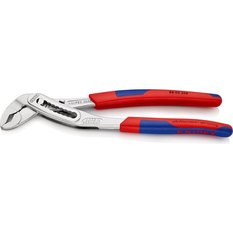 KNIPEX 88 05 250 Alligator® Pinza regolabile per tubi e dadi rivestiti in materiale bicomponente, forma affusolata cromata 250 mm (1/10)