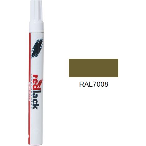 Retuschierstift 8 ml – RAL 7008 - Seidenmatt - Khakigrau - für verschiedene Oberflächen - Redlack