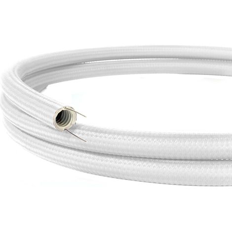 Creative-Cables Canalina passacavi modellabile linea Creative-Tube, 20 mm Ø x 1 m, Bianco RM01, Tessuto effetto seta