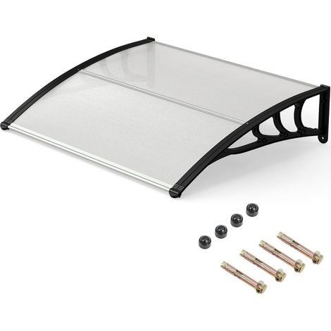 Auvent de Porte d'Entrée 100,5 x 75.5 cm, Marquise Extérieur Aluminium, Protection Solaire Contre Pluie, Panneau Double Revêtement(Transparente) (1/5)